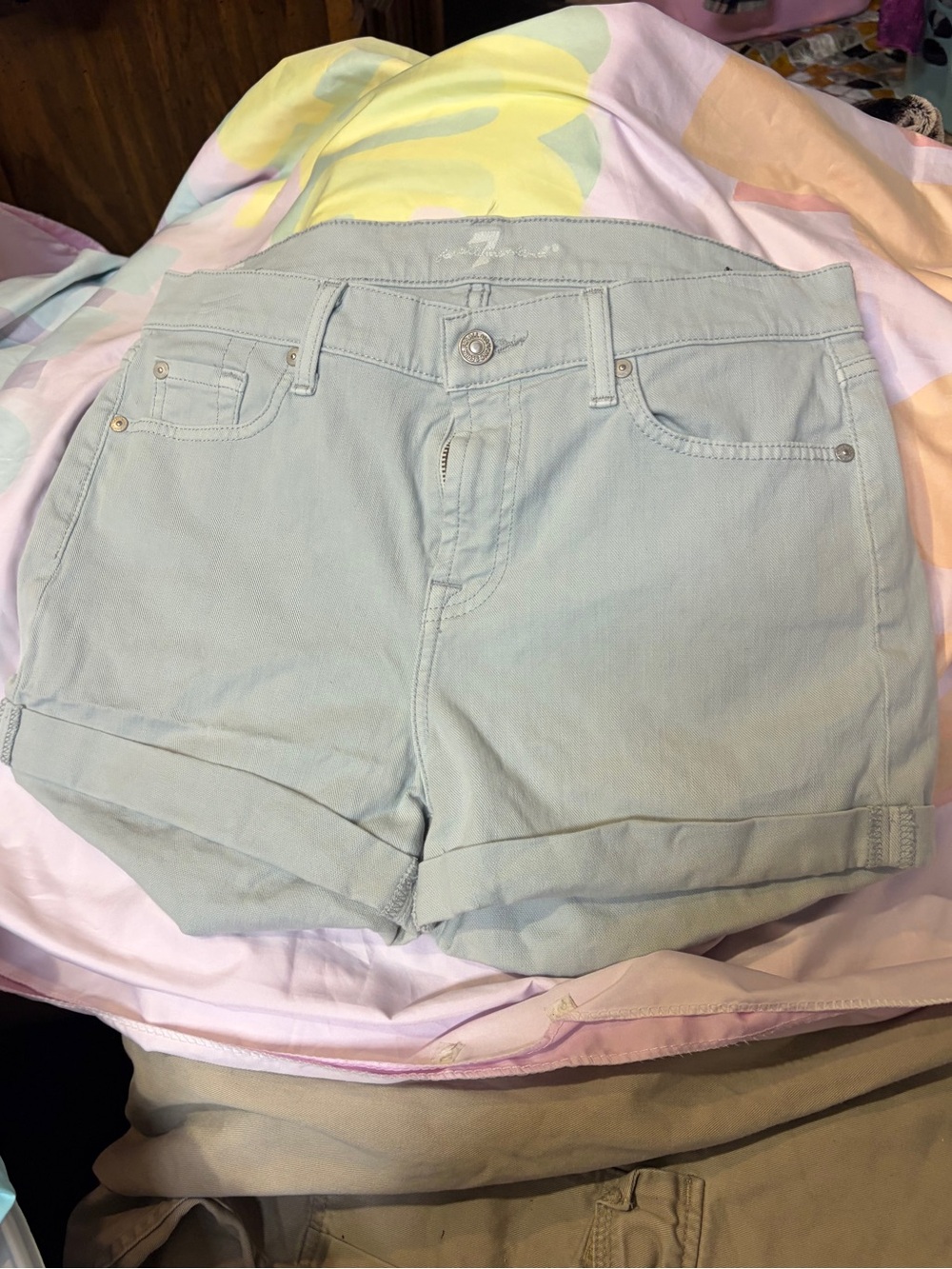 Greige Jean Shorts - 7 for All Mankind - Cuffed Hem Size Womens 30 Y2K Normcore